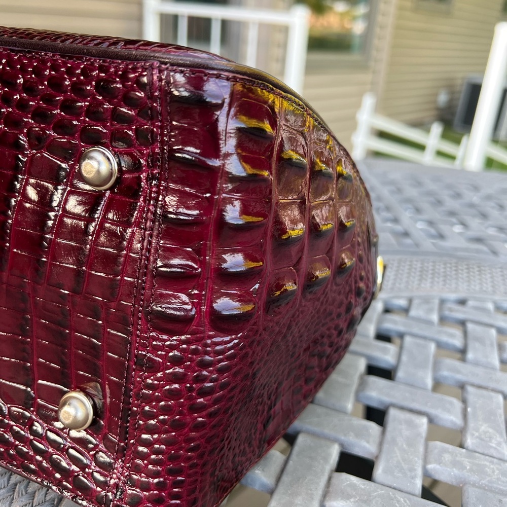 Brahmin Hudson Wine Granada Leopard Satchel - Picture 10 of 16